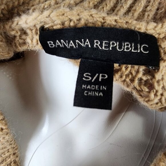 Banana Republic Deep V Neck Textured Pullover Wool Alpaca Sweater Camel Small - Picture 2 of 12